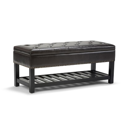 black leather ottoman target