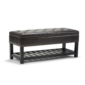 Riley Storage Ottoman Bench Tanners Brown Faux Leather - Wyndenhall