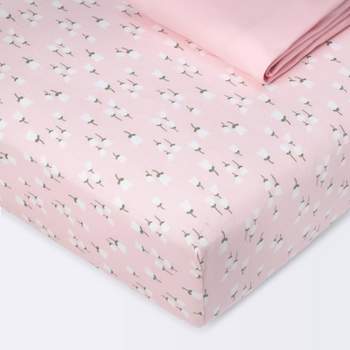 Fitted Jersey Crib Sheet - Cloud Island™ - Floral Buds/Pink - 2pk