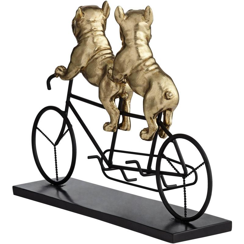 Studio 55D Bulldogs on Bicycle 15 3/4" Wide Gold Sculpture, 5 of 7
