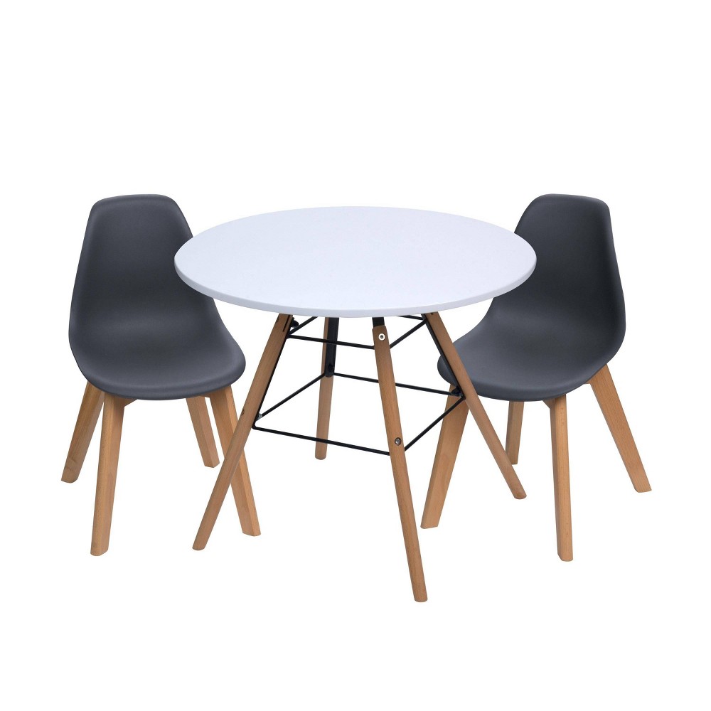 Gift Mark 3pc Modern Kids' Round Table and Chair Set Black
