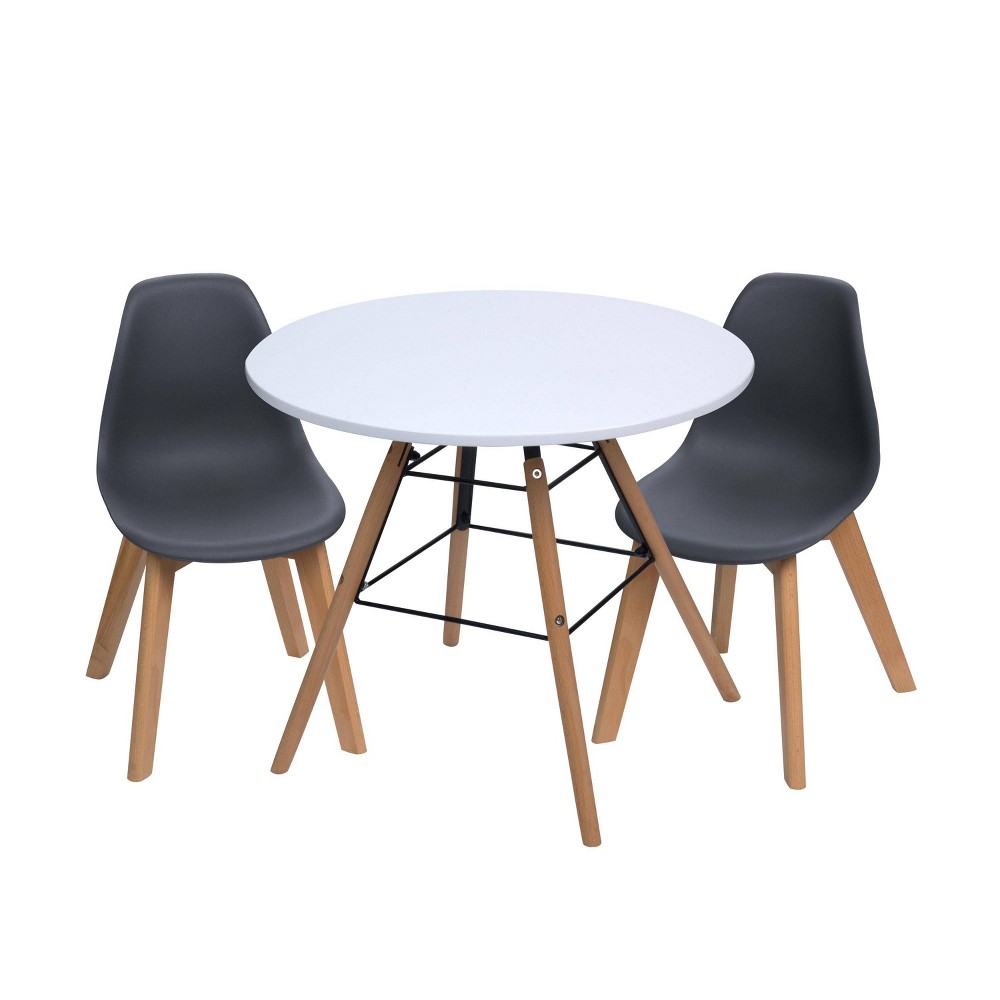 Photos - Other Furniture 3pc Modern Kids' Round Table and Chair Set Black - Gift Mark