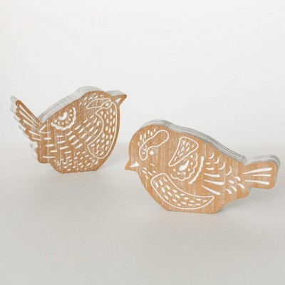 Sullivans 7" & 8.5" Bird Table Decor Set of 2, Brown