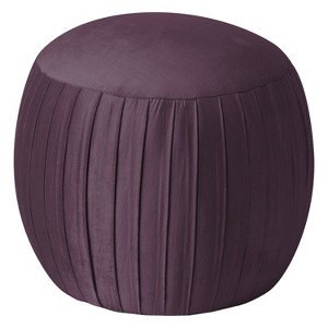 Ember Round Shirred Ottomon Plum Velvet - Skyline Furniture, Adult Unisex, Purple Velvet