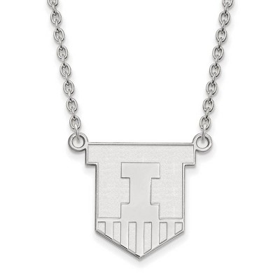 Black Bow Jewelry 10k White Gold Illinois Fighting Illini NCAA Necklace 18 Inch