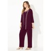 Catherines Women's Plus Size Beaded 3-Piece Cardigan Pant Set - 4 of 4