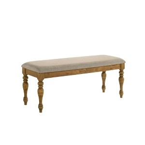 Huntington Transitional Dining Bench with Cushioned Seating, Antique Natural Oak - 1 of 4