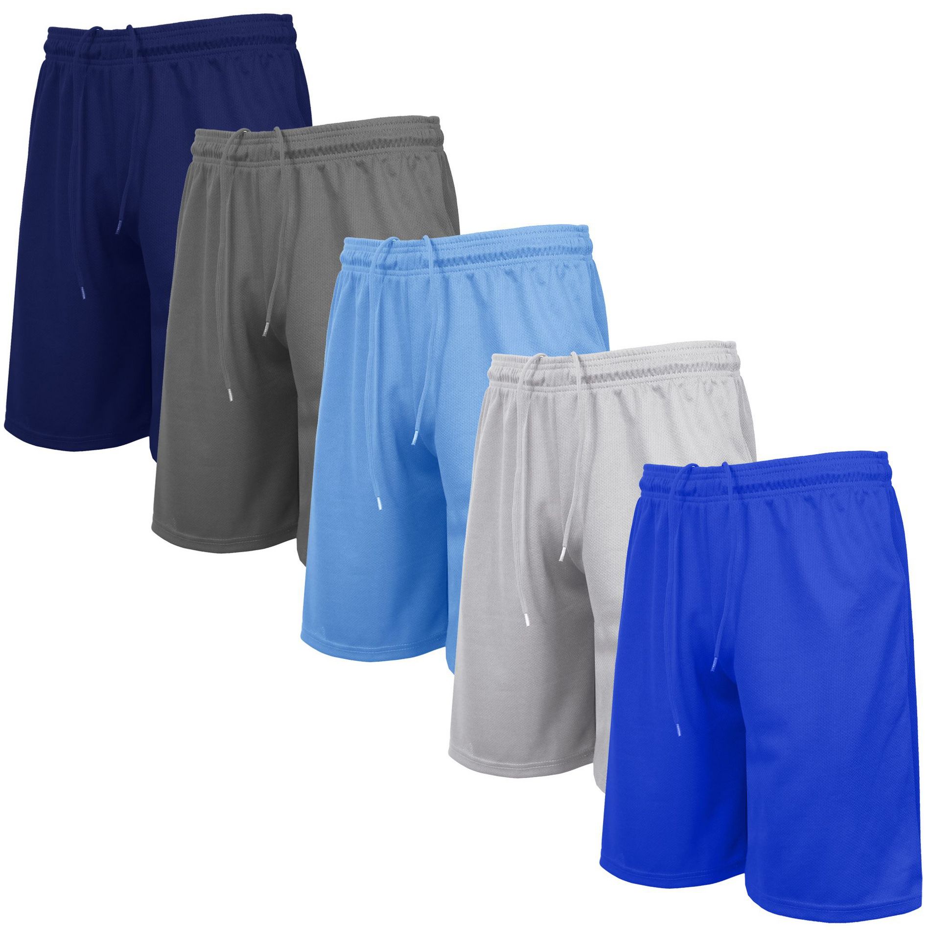 Jump Start Men's 5-Pack Lightweight Breathable Moisture Wicking Mesh Shorts