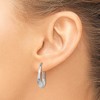 Black Bow Jewelry 4 x 23mm 14k White Gold Polished, Satin and D/C Striped Creole Hoops - 3 of 4