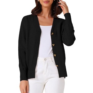 INSPIRE CHIC Women's Knit Button Down Long Sleeve Cardigan Sweater - 1 of 4