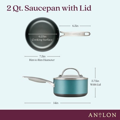Teal Aluminum Nonstick 2-Quart Saucier with Glass Lid