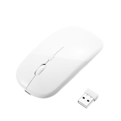 Insten Rechargeable USB 2.4G Wireless Slim Mouse Compatible with Laptop, PC, Computer, MacBook Pro/Air & Gaming, White