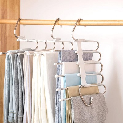 Pants Hangers 2 Pack Space Saving Metal Closet Organizer,Clothes Pants Hangers,Anti-Slip Design,Closet Organizers and Storage for Pants Skirts Scarf