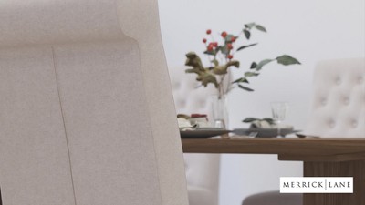 Classic Beige Fabric Upholstered Parsons Side Chair with Nailhead Trim