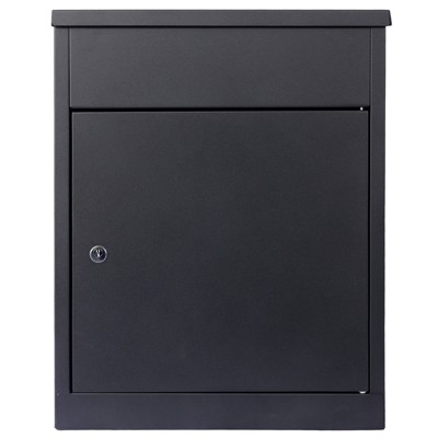 Vynxaria Black Wall-Mounted Parcel Mailbox - Extra Large Anti-Theft Delivery Box, 22.8" Tall