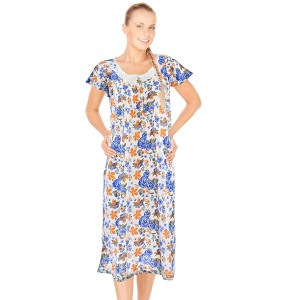 JEFFRICO Womens Nightgowns Short Sleeve Sleepwear Soft Pajama Dress Nightshirts - 1 of 4