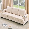 Couches with Deep Seat, Modern 3-Seater Sofa with Cup Holders and Side Storage Pockets for Living Room Apartment Lounge - 4 of 4