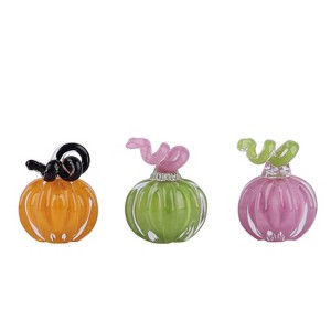 Transpac Glass 3.54 in. Multicolor Halloween Pastel Pumpkin Set of 3 - 1 of 2