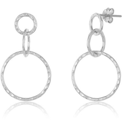 SHINE by Sterling Forever Sterling Silver Hammered Triple Drop Earrings
