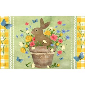 Briarwood Lane Spring Doormat 30x18 Indoor Outdoor Flowerpot Bunny For Spring Doormat - 1 of 4