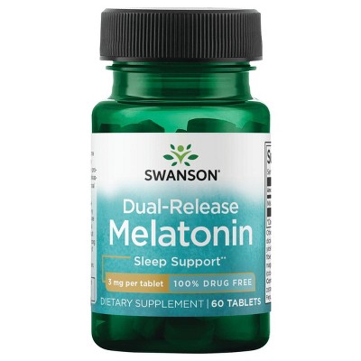 Swanson Dietary Supplements Melatonin - Dual-Release Formula 3 mg 60 Tabs.