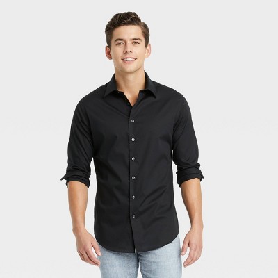 Men's Standard Fit Performance Dress Long Sleeve Button-Down Shirt - Goodfellow & Co™ Black S