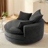 Corduroy Swivel Barrel Chair with Deep Dual-Layer Cushion,Swivel Round Chair with 3 Pillows,Swivel Accent Chair for Living Room or Office-Koiai - 3 of 4