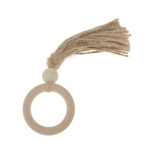 Unique Bargains Napkin Rings Wooden Bead Tassel Wood Light Brown 1 Pc - 1 of 3