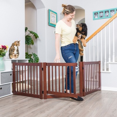 Walnut 24" Configurable Freestanding Wooden Pet Gate with Door