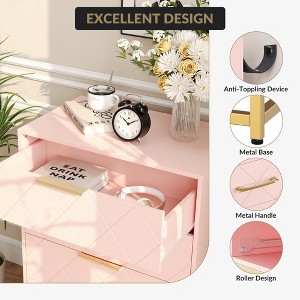 Wooden drawer cabinet, modern tall storage unit with anti-tip device, suitable for bedrooms, living rooms, and hallways. - 1 of 4