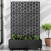 Lirago Metal Planter Box privacy screen Garden Bed with Trellis and Wheels-Black-6 ft. H x 4 ft. W - 2 of 4