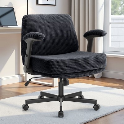 Dsvimoy Task and Office Chair Adjustable Swivel Criss Cross Desk Chair with Thick Cushion for Bedroom, Black, 27"*22.9"*13"