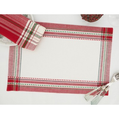 Holiday Red and Green Cotton Placemat and Napkin Set, 8-Piece
