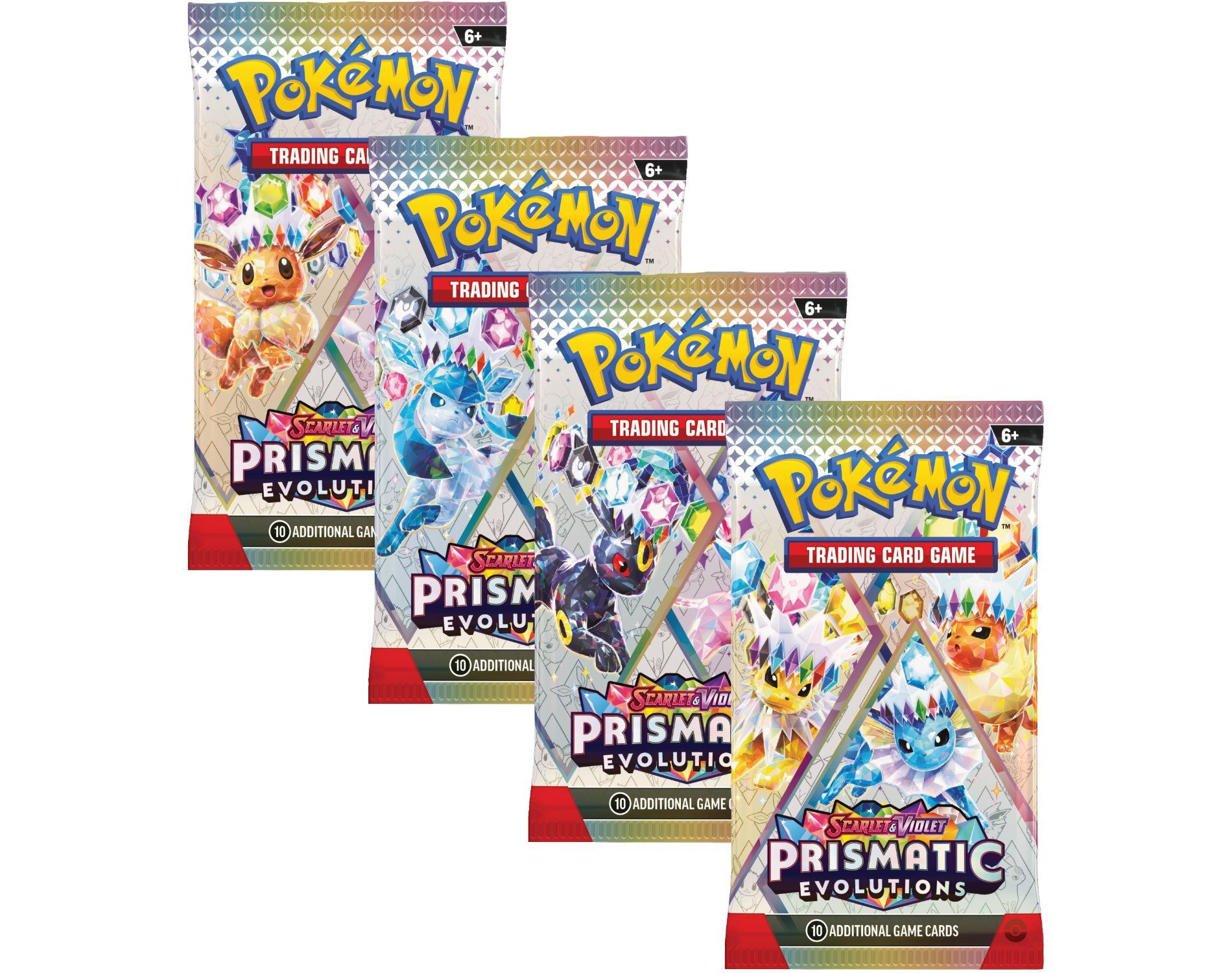 Pokemon SV8.5 Scarlet and Violet Prismatic Evolutions Art Bundle (4 Booster Packs)
