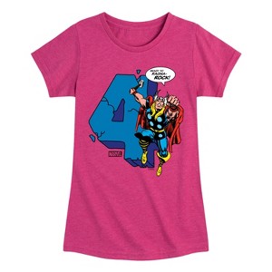 Girls' - Marvel - Thor Birthday Four Fitted Short Sleeve Graphic T-Shirt - 1 of 4