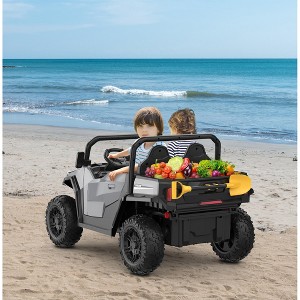 24V Ride On Dump Truck with Remote Control, 2 Seater Electric Toy Car for Kids, All-Terrain Kids Construction Vehicle w/Dump Bed & Shovel - 1 of 4