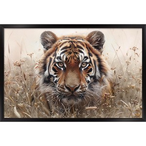 Trends International Reinders: Animals - Hunting Tiger In Grasses Framed Wall Poster Prints - 1 of 4