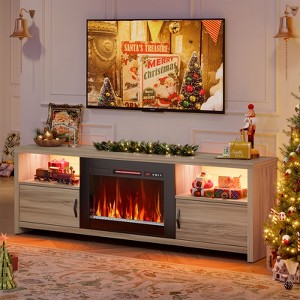 Bestier 71" Modern Fireplace TV Stand for TVs up to 75", LED Entertainment Center Gaming TV Console with 23" Remote Control Electric Fireplace - 1 of 4