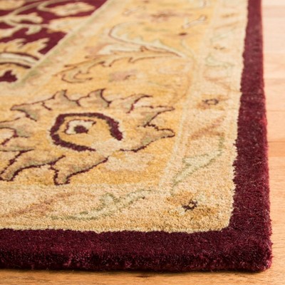 Burgundy and Gold High Pile Wool Area Rug