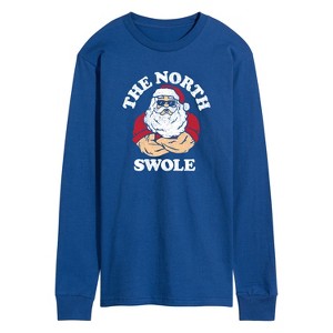 Men's - Instant Message - Christmas Santa Claus North Swole Long Sleeve Graphic T-Shirt - 1 of 4