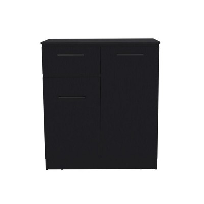 HomeRoots 20" Black Wood Accent Cabinet With Two Doors And One Drawer
