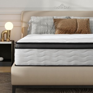 CAVINAS 10 Inch Queen Pocket Coils Innerspring Mattress, Modern Foam Bed Topper with Bamboo Fiber Cover for Pressure Relief - 1 of 4