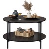 32.6" Round  Coffee Table with Open Storage Shelf, 2-Tier Industrial Circle Wood Center Table - 2 of 4