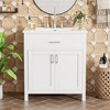Vynxaria 30-Inch Bathroom Vanity with Ceramic Sink and Ample Storage - The Perfect Choice for Small Bathrooms,White - 2 of 4