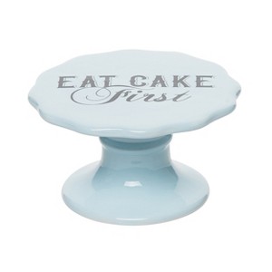 Totalee Gift Eat Cake First Cupcake Pedestal Ceramic Blue - 1 of 2