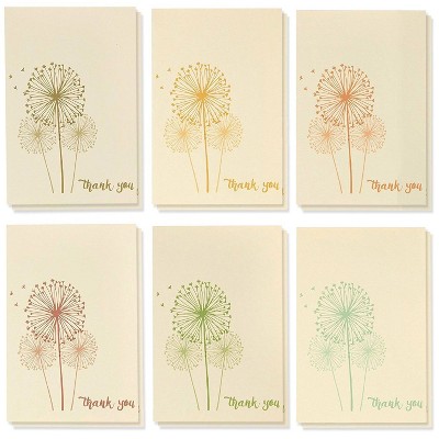 Best Paper Greetings 48-Pack Thank You Cards Bulk Set with Envelopes, 6 Vintage Dandelion Designs (4 x 6 In)