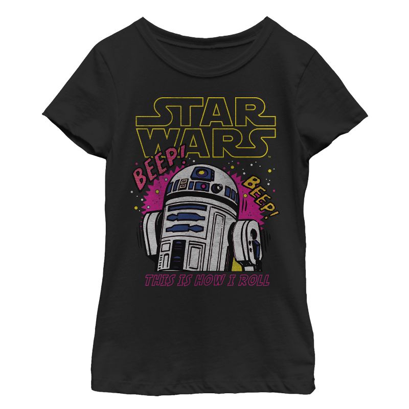 Girl's Star Wars R2-D2 How I Roll Sounds T-Shirt, 1 of 4