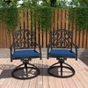 CLIHOME Cast Aluminum Patio Vintage Carved 360°Swivel Cushions Chairs(Set of 2) - 2 of 4