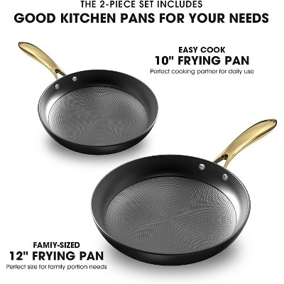 imarku Professional Cooking Pans 2Pcs - 10 inch & 12 Inch Frying Pan Set, Long Lasting Nonstick,  Frying Eggs Pan,Dishwasher Safe,Even Heat Conduction