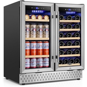 Tylza 30 Inch Wine and Beverage Refrigerator, Dual Zone Wine Beverage Cooler 30" with French Door, Holds 29 Bottles and 110 Cans - 1 of 4